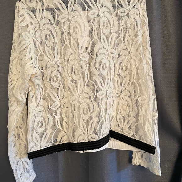 NY Collection White Lace Button Down Shirt - Picture 2 of 2